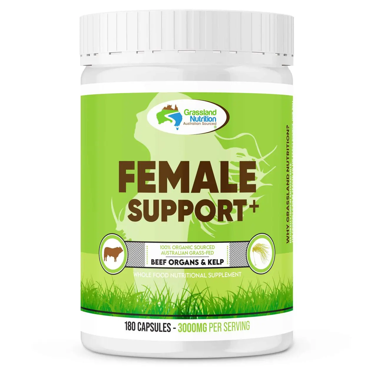 Female Support+ - Nutritional Supplement Capsules - Beef Organs & Kelp