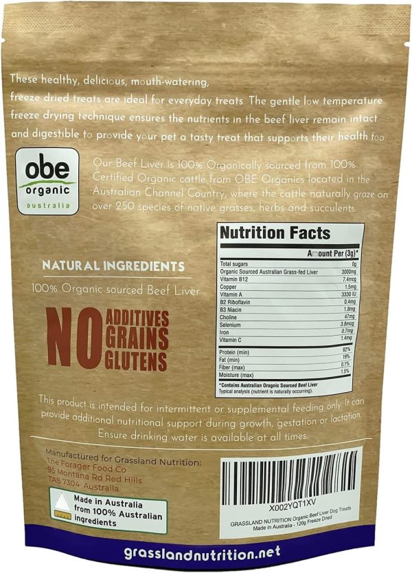 Grassland Nutrition Organic Beef Liver Dog Treats Made in Australia - 120g Freeze Dried (AUS Shop) - Image 2