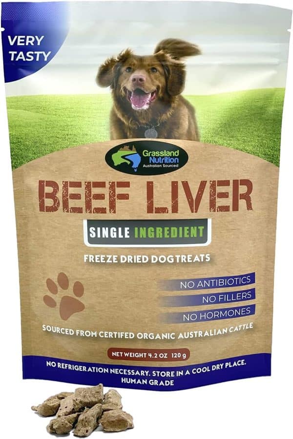 Grassland Nutrition Organic Beef Liver Dog Treats Made in Australia - 120g Freeze Dried (AUS Shop)